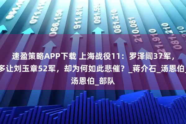速盈策略APP下载 上海战役11：罗泽闿37军，不遑多让刘玉章52军，却为何如此悲催？_蒋介石_汤恩伯_部队